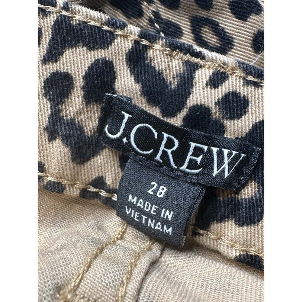 J Crew Pant Size 28 LEOPARD PRINT Zip Button Cropped‎ Stretch Skinny Leg - Picture 16 of 16